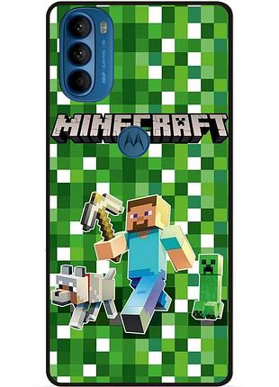 Силіконовий чохол бампер для motorola moto g41 стів minecraft кріпер майнкрафт