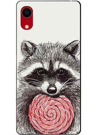 Силиконовый чехол бампер для iphone xr с рисунком енот