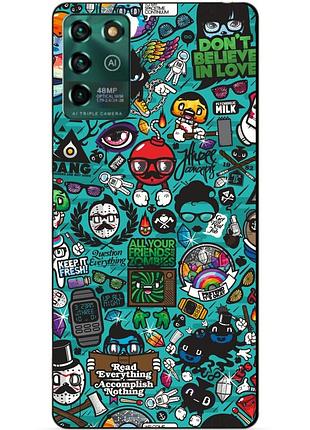 Чехол силиконовый бампер для zte blade v30 vita с рисунком стикеры
