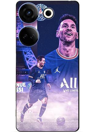 Чехол силиконовый бампер для tecno camon 20 pro с рисунком messi psg месси