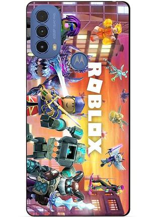 Силіконовий чохол бампер для motorola moto e20 з картинкою роблокс roblox