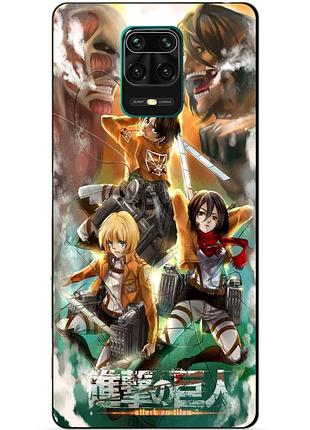 Силіконовий чохол бампер для xiaomi redmi note 9s з малюнком атака на титанів attack on titan
