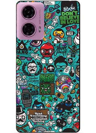 Чехол силиконовый бампер для motorola edge 50 fusion с рисунком стикеры
