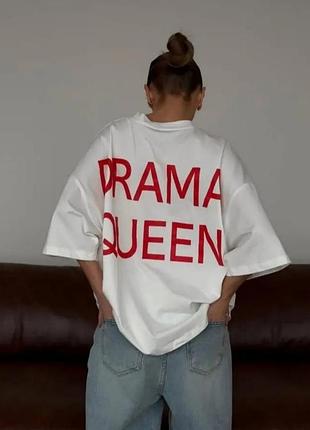 Белая футболка oversize drama queen, свободный крой, xl