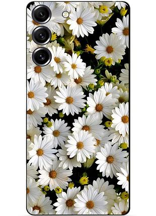 Силиконовый чехол бампер для samsung s23 plus с рисунком ромашки цветы