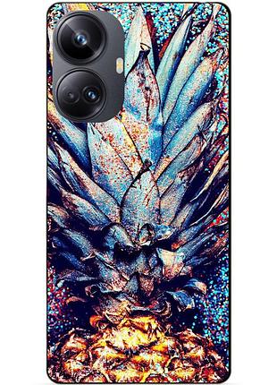 Силиконовый чехол бампер для realme 10 pro plus с рисунком ананас