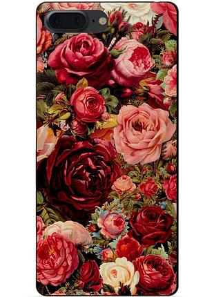 Силіконовий чохол бампер для iphone 8 plus з малюнком червоні троянди квіти