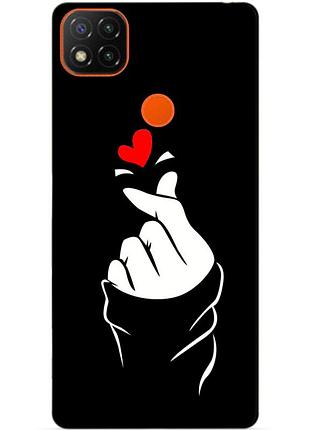 Чехол силиконовый бампер для xiaomi redmi 9c с рисунком знак любви