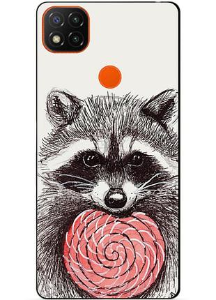 Чехол силиконовый бампер для xiaomi redmi 9c с рисунком енот