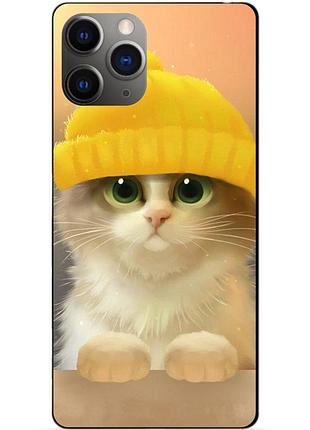 Силіконовий чохол бампер для iphone 11 pro з малюнком котик у шапці