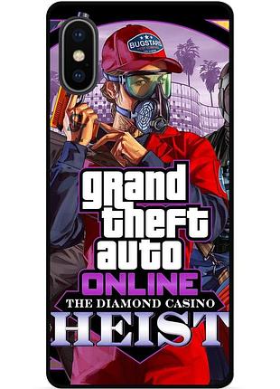 Силиконовый чехол бампер для iphone x 10 с картинкой гта gta