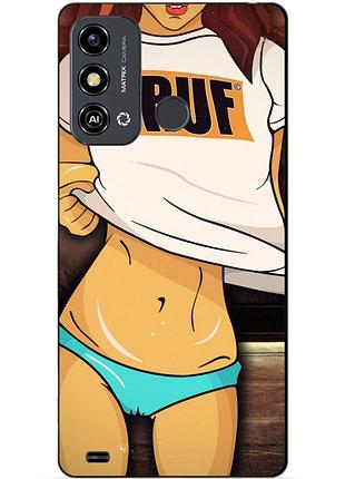 Силиконовый чехол бампер для zte blade a53 с рисунком девушка в майке gruf