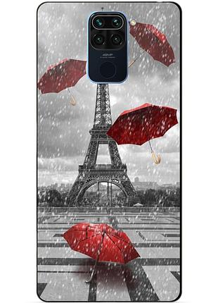 Чехол силиконовый бампер для xiaomi redmi note 9 с рисунком дождь в париже франция эйфелева башня