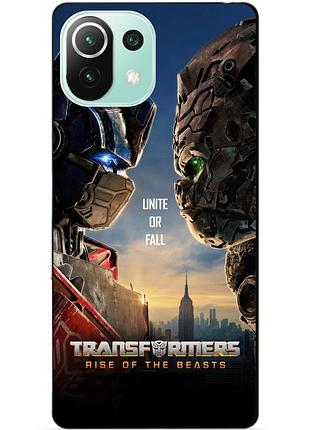 Силиконовый чехол бампер для xiaomi mi 11 lite с рисунком звероботы трансформеры transformers