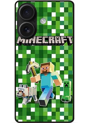 Силіконовий чохол бампер для iphone 16 plus стів minecraft кріпер майнкрафт