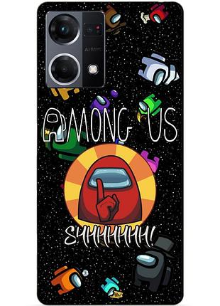 Силіконовий чохол бампер для oppo reno 7 з малюнком among us амонг ас