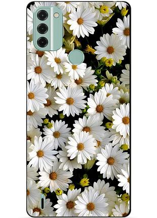 Силиконовый чехол бампер для nokia c31 с рисунком ромашки цветы