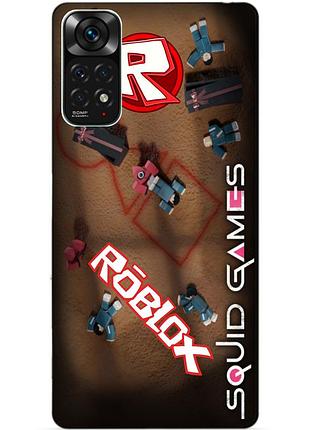 Силіконовий чохол бампер для xiaomi redmi note 11s / note 11 з малюнком roblox гра в кальмара роблокс