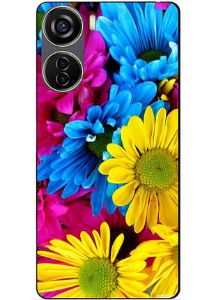 Чехол силиконовый бампер для zte blade v40 design с рисунком хризантемы цветы