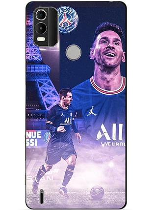 Силиконовый чехол бампер для nokia c21 plus с рисунком messi psg месси