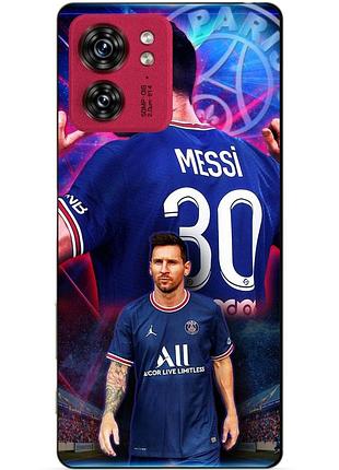 Силиконовый чехол бампер для motorola edge 40 с рисунком месси псж messi