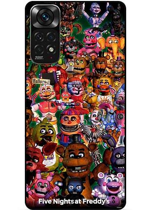 Силиконовый бампер чехол для xiaomi redmi note 11 pro с рисунком аниматроники freddy фредди