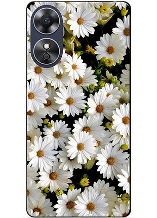 Силіконовий бампер чохол для oppo a17 з малюнком ромашки