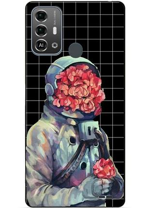 Силиконовый бампер чехол для zte blade a53 pro с рисунком скафандр цветы