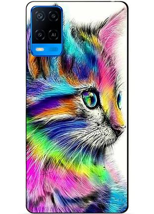 Силиконовый бампер чехол для oppo a54 с рисунком акварельный кот