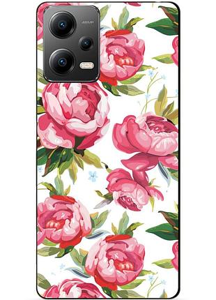 Силиконовый бампер чехол для xiaomi poco x5 5g с рисунком пионы