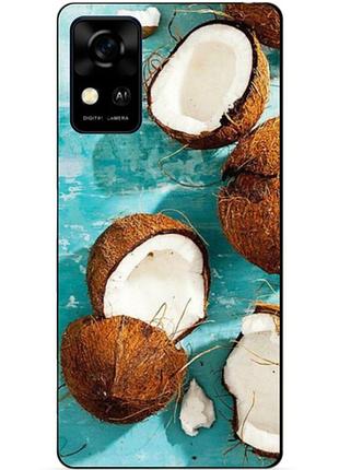 Чехол силиконовый бампер для zte blade a31 с рисунком кокосы
