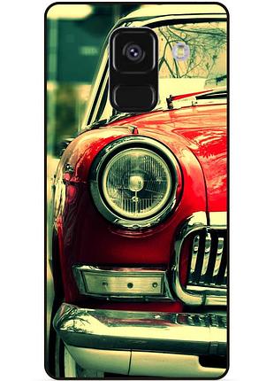 Чехол силиконовый бампер для samsung a8 plus с рисунком ретро авто chevrolet машина