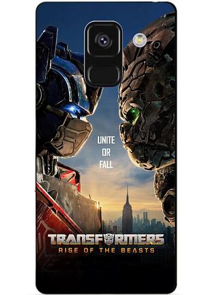 Чехол силиконовый бампер для samsung a8 plus с рисунком звероботы трансформеры transformers