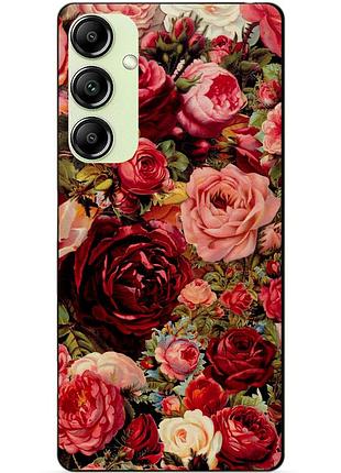 Силіконовий чохол бампер для samsung m52 з малюнком червоні троянди квіти
