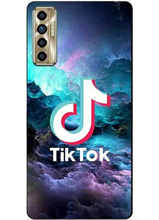 Силиконовый бампер чехол для tecno camon 17p с рисунком tik tok