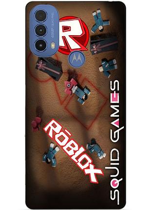 Силиконовый чехол бампер для motorola moto e20 с рисунком roblox игра в кальмара роблокс
