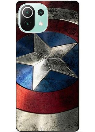 Силіконовий чохол бампер для xiaomi mi 11 lite з малюнком капітан америка супергерой marvel