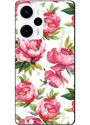 Силиконовый чехол бампер для xiaomi poco f5 с рисунком пионы цветы
