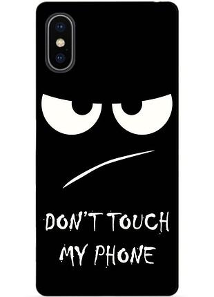 Силиконовый чехол бампер для iphone xs с рисунком глаза dont touch my phone