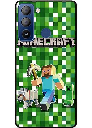 Силіконовий чохол бампер для tecno pop 5 pro стів minecraft кріпер майнкрафт