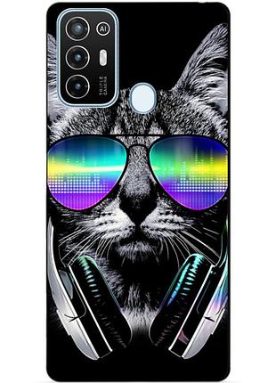 Силіконовий бампер чохол для zte blade a52 з малюнком котик в окулярах