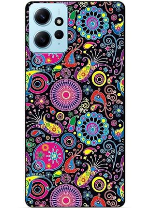Силиконовый бампер чехол для xiaomi redmi note 12 с рисунком восточные узоры