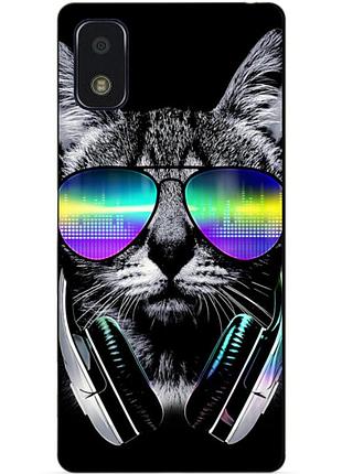 Силиконовый чехол бампер для zte blade l210 с рисунком музыкальный кот