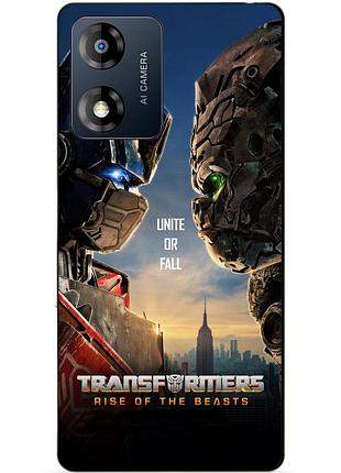 Силиконовый чехол бампер для motorola moto e13 с рисунком звероботы трансформеры transformers