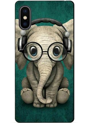 Силиконовый чехол бампер для iphone xs с рисунком слоник