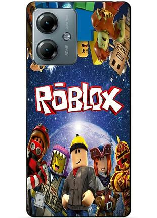 Силиконовый чехол бампер для motorola moto g14 с рисунком роблокс roblox