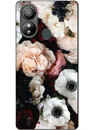 Силиконовый чехол бампер для zte blade l220 с рисунком маки цветы