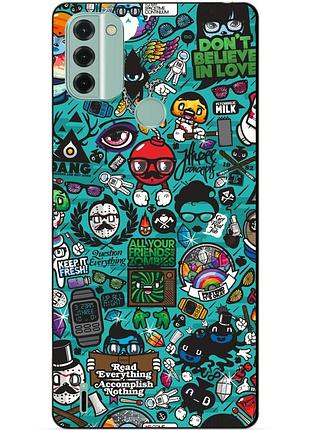 Силиконовый чехол бампер для nokia c31 с рисунком стикеры