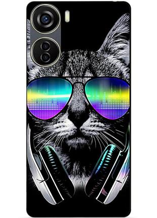Силіконовий чохол бампер для zte blade v40 design з малюнком музичний кіт