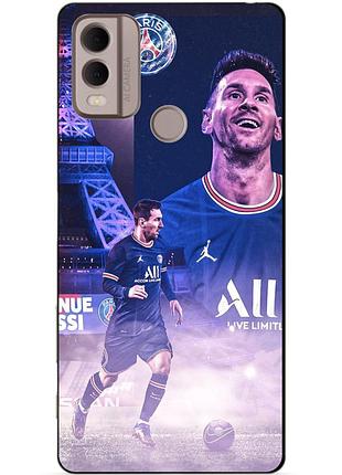 Силиконовый чехол бампер для nokia c22 с рисунком messi psg месси
